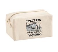 Trousse Multifonction J’Peux Pas Je me Barre à Étretat | Pochette en Coton 2,5 L avec Zip Métal et Forme Cubique | Toilette Maquillage École Câbles Voyageur