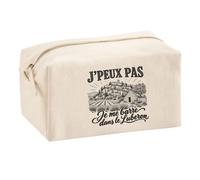 Trousse Multifonction J’Peux Pas Je me Barre dans Le Luberon | Pochette en Coton 2,5 L avec Zip Métal et Forme Cubique | Toilette Maquillage École Câbles Voyageur