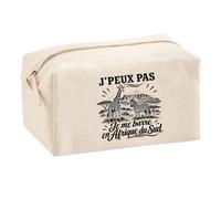 Trousse Multifonction J’Peux Pas Je me Barre en Afrique du Sud | Pochette en Coton 2,5 L avec Zip Métal et Forme Cubique | Toilette Maquillage École Câbles Voyageur