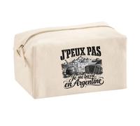 Trousse Multifonction J’Peux Pas Je me Barre en Argentine | Pochette en Coton 2,5 L avec Zip Métal et Forme Cubique | Toilette Maquillage École Câbles Voyageur