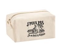 Trousse Multifonction J’Peux Pas Je me Barre en Australie | Pochette en Coton 2,5 L avec Zip Métal et Forme Cubique | Toilette Maquillage École Câbles Voyageur