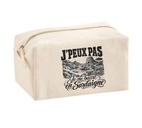 Trousse Multifonction J’Peux Pas Je me Barre en Sardaigne | Pochette en Coton 2,5 L avec Zip Métal et Forme Cubique | Toilette Maquillage École Câbles Voyageur