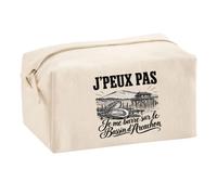 Trousse Multifonction J’Peux Pas Je me Barre sur Le Bassin d'Arcachon | Pochette en Coton 2,5 L avec Zip Métal et Forme Cubique | Toilette Maquillage École Câbles Voyageur