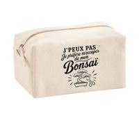 Trousse Multifonction J’Peux Pas Je préfère m’occuper de Mon Bonsaï | Pochette en Coton 2,5 L avec Zip Métal et Forme Cubique | Toilette Maquillage École Câbles Bonsaïste