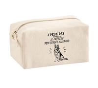 Trousse Multifonction J’Peux Pas Je préfère Mon Berger Allemand | Pochette en Coton 2,5 L avec Zip Métal et Forme Cubique | Toilette Maquillage École Câbles Propriétaire Berger Allemand