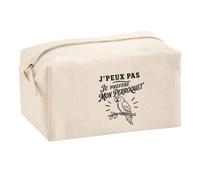 Trousse Multifonction J’Peux Pas Je préfère Mon Perroquet | Pochette en Coton 2,5 L avec Zip Métal et Forme Cubique | Toilette Maquillage École Câbles