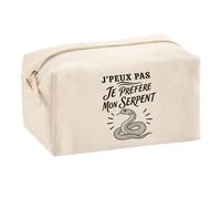 Trousse Multifonction J’Peux Pas Je préfère Mon Serpent | Pochette en Coton 2,5 L avec Zip Métal et Forme Cubique | Toilette Maquillage École Câbles