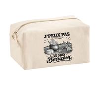 Trousse Multifonction J’Peux Pas Je suis Berrichon | Pochette en Coton 2,5 L avec Zip Métal et Forme Cubique | Toilette Maquillage École Câbles