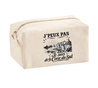 Trousse Multifonction J’Peux Pas Je suis de la Corse-du-Sud | Pochette en Coton 2,5 L avec Zip Métal et Forme Cubique | Toilette Maquillage École Câbles