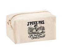 Trousse Multifonction J’Peux Pas Je suis du Sud-Ouest | Pochette en Coton 2,5 L avec Zip Métal et Forme Cubique | Toilette Maquillage École Câbles