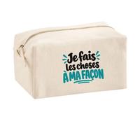 Trousse Multifonction Je Fais Les Choses à ma façon Expressions Françaises | Pochette Coton 2,5 L Zip Métal Forme Cubique | Toilette Maquillage École Câbles | Idée Cadeau Rentrée