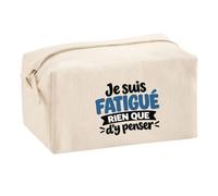 Trousse Multifonction Je suis fatigué Rien Que d'y Penser Expressions Françaises | Pochette Coton 2,5 L Zip Métal Forme Cubique | Toilette Maquillage École Câbles | Idée Cadeau Rentrée