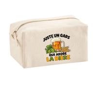 Trousse Multifonction Juste Un Gars Qui Adore la bière | Pochette en Coton 2,5 L avec Zip Métal et Forme Cubique | Toilette Maquillage École Câbles Amateur de Bière