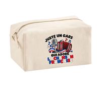 Trousse Multifonction Juste Un Gars Qui Adore la Chanson française | Pochette en Coton 2,5 L avec Zip Métal et Forme Cubique | Toilette Maquillage École Câbles Chanteur