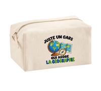 Trousse Multifonction Juste Un Gars Qui Adore la géographie | Pochette en Coton 2,5 L avec Zip Métal et Forme Cubique | Toilette Maquillage École Câbles Géographe