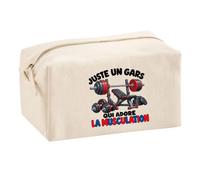 Trousse Multifonction Juste Un Gars Qui Adore la Musculation | Pochette en Coton 2,5 L avec Zip Métal et Forme Cubique | Toilette Maquillage École Câbles Pratiquant de Musculation