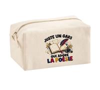 Trousse Multifonction Juste Un Gars Qui Adore la poésie | Pochette en Coton 2,5 L avec Zip Métal et Forme Cubique | Toilette Maquillage École Câbles Poète