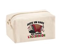 Trousse Multifonction Juste Un Gars Qui Adore l'accordéon | Pochette en Coton 2,5 L avec Zip Métal et Forme Cubique | Toilette Maquillage École Câbles Accordéoniste