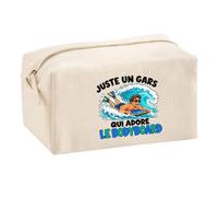 Trousse Multifonction Juste Un Gars Qui Adore Le Bodyboard | Pochette en Coton 2,5 L avec Zip Métal et Forme Cubique | Toilette Maquillage École Câbles Bodyboardeur