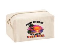 Trousse Multifonction Juste Un Gars Qui Adore Le Coucher de Soleil | Pochette en Coton 2,5 L avec Zip Métal et Forme Cubique | Toilette Maquillage École Câbles Rêveur