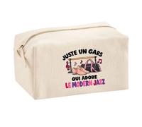 Trousse Multifonction Juste Un Gars Qui Adore Le Modern Jazz | Pochette en Coton 2,5 L avec Zip Métal et Forme Cubique | Toilette Maquillage École Câbles Danseur