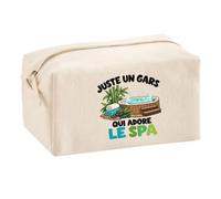 Trousse Multifonction Juste Un Gars Qui Adore Le Spa | Pochette en Coton 2,5 L avec Zip Métal et Forme Cubique | Toilette Maquillage École Câbles Amateur de Bien-être