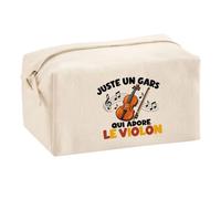 Trousse Multifonction Juste Un Gars Qui Adore Le Violon | Pochette en Coton 2,5 L avec Zip Métal et Forme Cubique | Toilette Maquillage École Câbles Violoniste