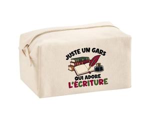 Trousse Multifonction Juste Un Gars Qui Adore l'écriture | Pochette en Coton 2,5 L avec Zip Métal et Forme Cubique | Toilette Maquillage École Câbles Écrivain