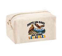 Trousse Multifonction Juste Un Gars Qui Adore Les aigles | Pochette en Coton 2,5 L avec Zip Métal et Forme Cubique | Toilette Maquillage École Câbles Amoureux des Rapaces
