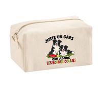 Trousse Multifonction Juste Un Gars Qui Adore Les Border Collies | Pochette en Coton 2,5 L avec Zip Métal et Forme Cubique | Toilette Maquillage École Câbles Papa de Chien