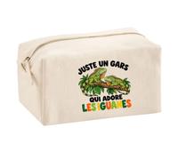 Trousse Multifonction Juste Un Gars Qui Adore Les iguanes | Pochette en Coton 2,5 L avec Zip Métal et Forme Cubique | Toilette Maquillage École Câbles Amoureux des Animaux