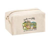 Trousse Multifonction Juste Une Fille Qui Adore la Haute-Loire | Pochette Coton 2,5 L Zip Métal Forme Cubique | Toilette Maquillage École Câbles | Idée Cadeau Altiligérienne Rentrée