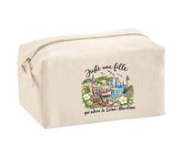Trousse Multifonction Juste Une Fille Qui Adore la Seine-Maritime | Pochette Coton 2,5 L Zip Métal Forme Cubique | Toilette Maquillage École Câbles | Idée Cadeau Seinomarine Rentrée