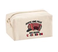 Trousse Multifonction Juste Une Fille Qui Adore l'accordéon | Pochette en Coton 2,5 L avec Zip Métal et Forme Cubique | Toilette Maquillage École Câbles Accordéoniste