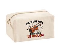 Trousse Multifonction Juste Une Fille Qui Adore Le Violon | Pochette en Coton 2,5 L avec Zip Métal et Forme Cubique | Toilette Maquillage École Câbles Violoniste