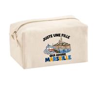 Trousse Multifonction Juste Une Fille Qui Adore Marseille | Pochette en Coton 2,5 L avec Zip Métal et Forme Cubique | Toilette Maquillage École Câbles Marseillaise