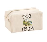 Trousse Multifonction L’Anjou c’est la Vie | Pochette en Coton 2,5 L avec Zip Métal et Forme Cubique | Toilette Maquillage École Câbles Angevin Angevine