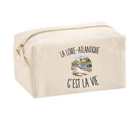 Trousse Multifonction La Loire-Atlantique c’est la Vie | Pochette en Coton 2,5 L avec Zip Métal et Forme Cubique | Toilette Maquillage École Câbles