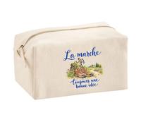 Trousse Multifonction La Marche, Toujours Une Bonne idée | Pochette en Coton 2,5 L avec Zip Métal et Forme Cubique | Toilette Maquillage École Câbles Marcheur Marcheuse