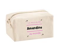 Trousse Multifonction La Meilleure Amandine au Monde 2 - Multi-Purpose Case - Idée Trousse Multifonction Cadeau Anniversaire Fête Original Famille Travail Départ Collègue Retraite Noël.