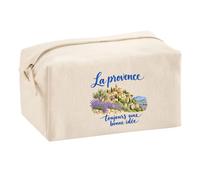 Trousse Multifonction La Provence, Toujours Une Bonne idée | Pochette en Coton 2,5 L avec Zip Métal et Forme Cubique | Toilette Maquillage École Câbles Provençal Provençale