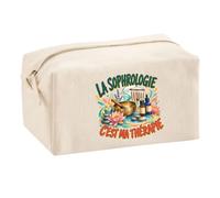 Trousse Multifonction La sophrologie C'est ma thérapie | Pochette en Coton 2,5 L avec Zip Métal et Forme Cubique | Toilette Maquillage École Câbles