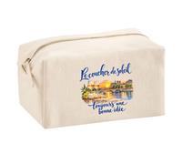 Trousse Multifonction Le Coucher de Soleil, Toujours Une Bonne idée | Pochette en Coton 2,5 L avec Zip Métal et Forme Cubique | Toilette Maquillage École Câbles Rêveur Rêveuse