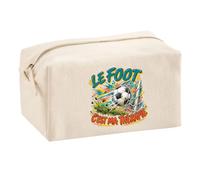 Trousse Multifonction Le Foot C'est ma thérapie | Pochette en Coton 2,5 L avec Zip Métal et Forme Cubique | Toilette Maquillage École Câbles