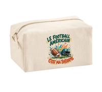 Trousse Multifonction Le Football américain C'est ma thérapie | Pochette en Coton 2,5 L avec Zip Métal et Forme Cubique | Toilette Maquillage École Câbles