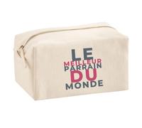 Trousse Multifonction Le Meilleur Parrain du Monde - Multi-Purpose Case - Idée Trousse Multifonction Cadeau Anniversaire Fête Original Famille Travail Départ Collègue Retraite Noël. - Gris&Rose - 1