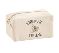 Trousse Multifonction Le Modern Jazz C'est la Vie | Pochette en Coton 2,5 L avec Zip Métal et Forme Cubique | Toilette Maquillage École Câbles Danseur Danseuse