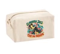 Trousse Multifonction Le Modern Jazz C'est ma thérapie | Pochette en Coton 2,5 L avec Zip Métal et Forme Cubique | Toilette Maquillage École Câbles