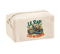 Trousse Multifonction Le Rap C'est ma thérapie | Pochette en Coton 2,5 L avec Zip Métal et Forme Cubique | Toilette Maquillage École Câbles
