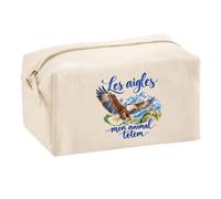 Trousse Multifonction Les aigles, Mon Animal Totem | Pochette en Coton 2,5 L avec Zip Métal et Forme Cubique | Toilette Maquillage École Câbles Amoureux et Amoureuse des Rapaces